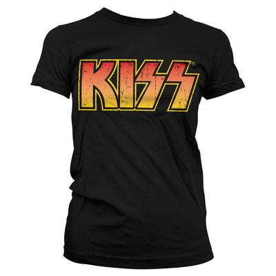KISS - Distressed Logotype Women T-Shirt (Black)
