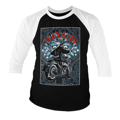 Aquaman - Distressed Shield Baseball 3/4 Sleeve T-Shirt (White-Black)