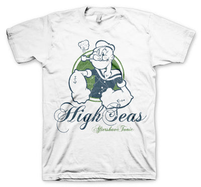 Popeye - High Seas Aftershave Tonic Big & Tall Mens T-Shirt (White)