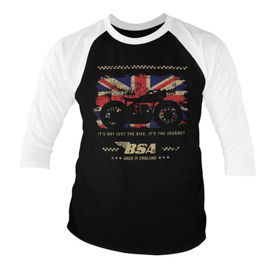BSA - B.S.A. Motor Cycles - The Journey Baseball 3/4 Sleeve T-Shirt (White-Black)