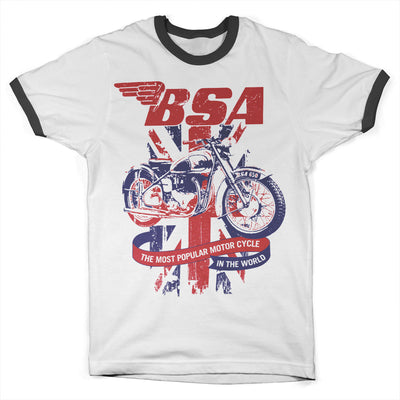 BSA - B.S.A. Union Jack Ringer Mens T-Shirt (White-Black)