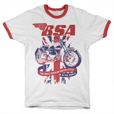 BSA - B.S.A. Union Jack Ringer Mens T-Shirt (White-Red)