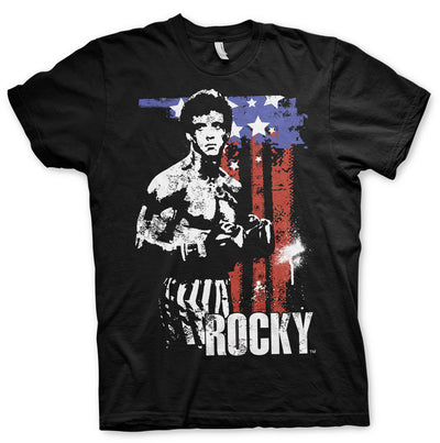 Rocky - American Flag Mens T-Shirt (Black)