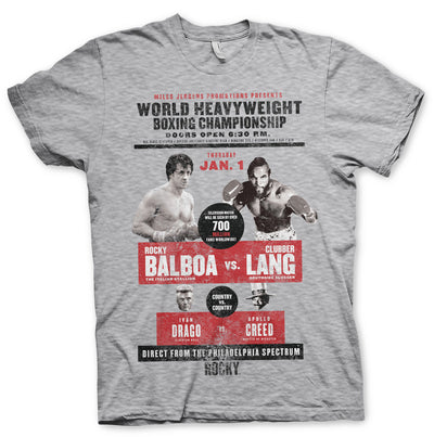 Rocky - World Heavyweight Poster Mens T-Shirt (Heather Grey)
