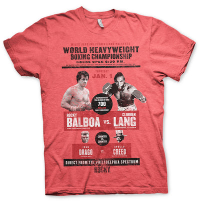 Rocky - World Heavyweight Poster Mens T-Shirt (Red-Heather)