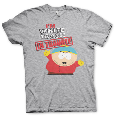 South Park - I'm White Trash In Trouble Mens T-Shirt (Heather Grey)