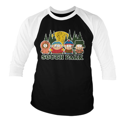 South Park - Distressed Baseball 3/4 Sleeve T-Shirt (White-Black)