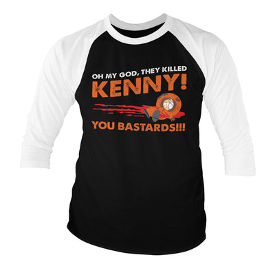 South Park - They Killed Kenny! Baseball 3/4 Sleeve T-Shirt (White-Black)