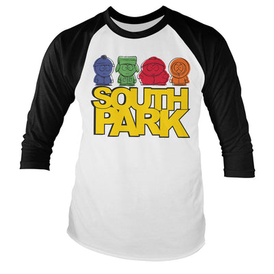 South Park - Sketched Baseball Long Sleeve T-Shirt (White-Black)