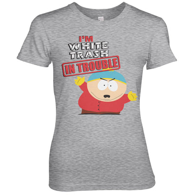 South Park - I'm White Trash In Trouble Women T-Shirt (Heather Grey)