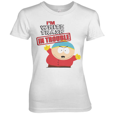 South Park - I'm White Trash In Trouble Women T-Shirt (White)
