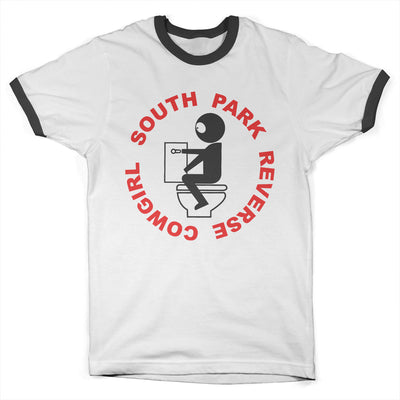 South Park - Reverse Cowgirl Ringer Mens T-Shirt (White-Black)