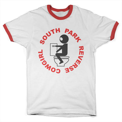 South Park - Reverse Cowgirl Ringer Mens T-Shirt (White-Red)