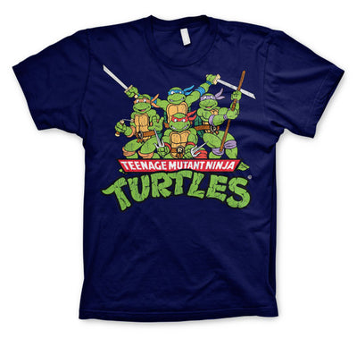 Teenage Mutant Ninja Turtles - TMNT - Distressed Group Mens T-Shirt (Navy)