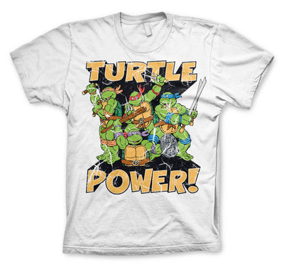 Teenage Mutant Ninja Turtles - TMNT - Turtle Power! Mens T-Shirt (White)