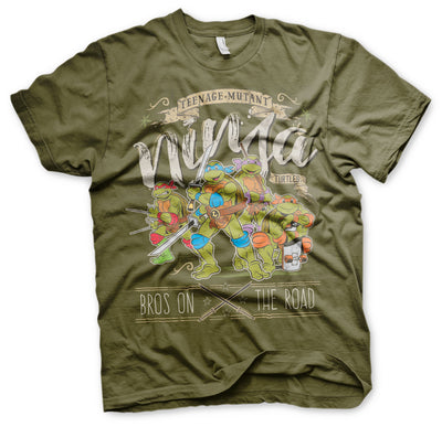 Teenage Mutant Ninja Turtles - TMNT - Bros On The Road Mens T-Shirt (Olive)