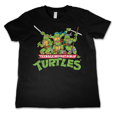 Teenage Mutant Ninja Turtles - Teeange Mutant Ninja Turtles Distressed Group Kids T-Shirt (Black)