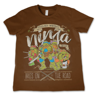 Teenage Mutant Ninja Turtles - TMNT - Bros On The Road Kids T-Shirt (Brown)