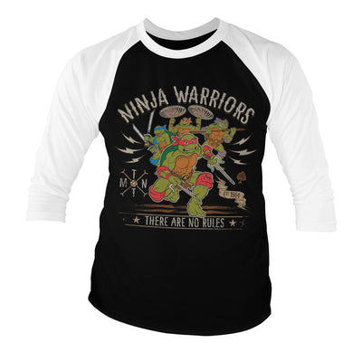 Teenage Mutant Ninja Turtles - Ninja Warriors - No Rules Baseball 3/4 Sleeve T-Shirt (White-Black)