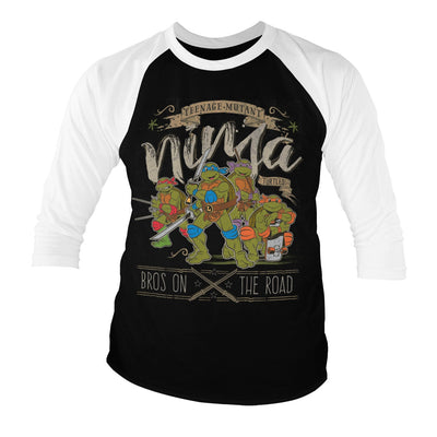 Teenage Mutant Ninja Turtles - TMNT - Bros On The Road Baseball 3/4 Sleeve T-Shirt (White-Black)