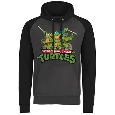 Teenage Mutant Ninja Turtles - Turtles Distressed Group Baseball Hoodie (Dark Grey/Black)