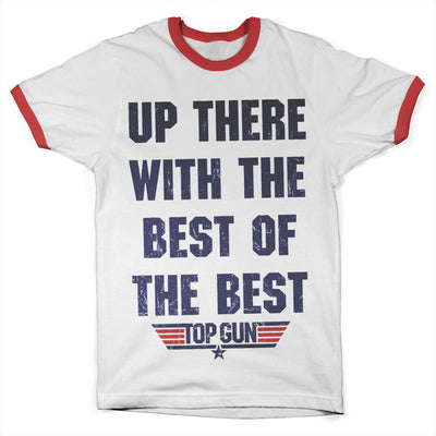 Top Gun - Up There With The Best Of The Best Ringer Mens T-Shirt (White-Red)