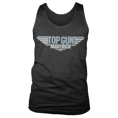 Top Gun: Maverick - Top Gun Maverick Distressed Logo Mens Tank Top Vest (Black)