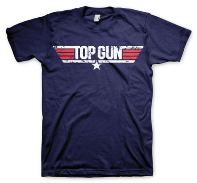 Top Gun - Distressed Logo Mens T-Shirt (Navy)