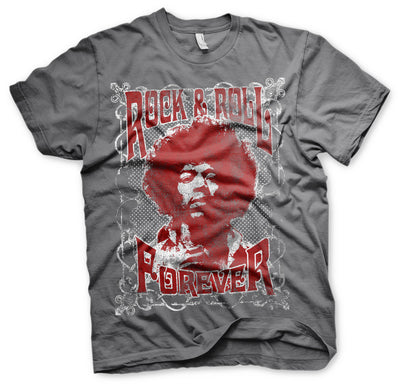 Jimi Hendrix - Rock 'n Roll Forever Mens T-Shirt (Dark Grey)