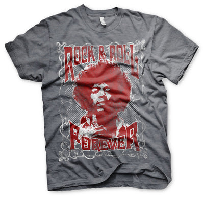 Jimi Hendrix - Rock 'n Roll Forever Mens T-Shirt (Dark-Heather)