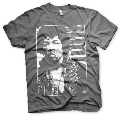 Jimi Hendrix - Distressed Mens T-Shirt (Dark Grey)
