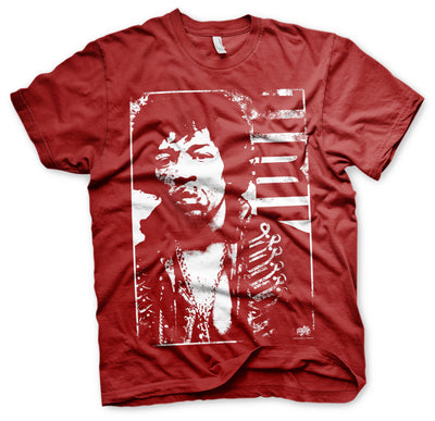 Jimi Hendrix - Distressed Mens T-Shirt (Tango-Red)