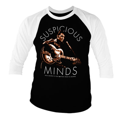 Elvis Presley - Suspicious Minds Baseball 3/4 Sleeve T-Shirt (White-Black)