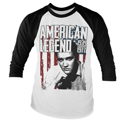 Elvis Presley - American Legend Baseball 3/4 Sleeve T-Shirt (White-Black)