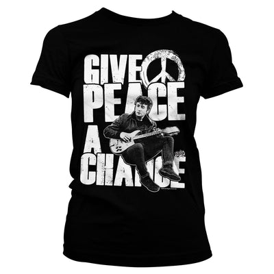 The Beatles - John Lennon - Give Peace A Chance Women T-Shirt (Black)
