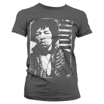 Jimi Hendrix - Distressed Women T-Shirt (Dark Grey)