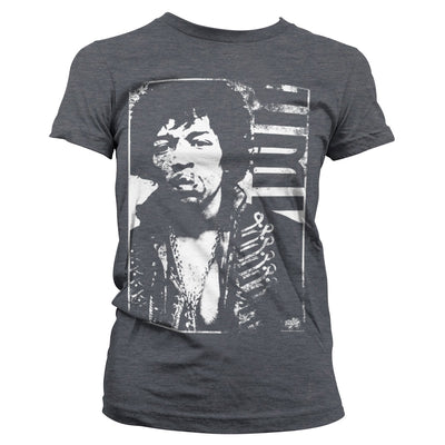 Jimi Hendrix - Distressed Women T-Shirt (Dark-Heather)