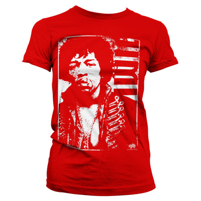 Jimi Hendrix - Distressed Women T-Shirt (Red)