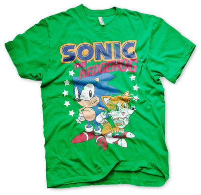 Sonic The Hedgehog - Sonic & Tails Mens T-Shirt (Green)