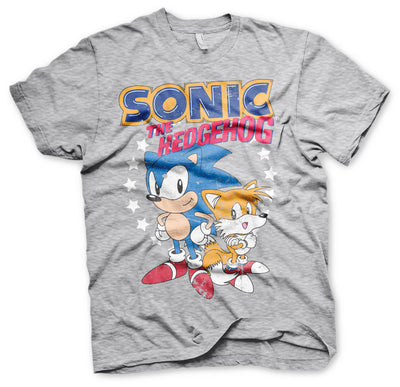 Sonic The Hedgehog - Sonic & Tails Mens T-Shirt (Heather Grey)