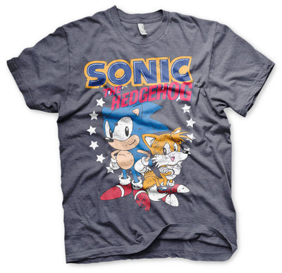 Sonic The Hedgehog - Sonic & Tails Mens T-Shirt (Navy-Heather)
