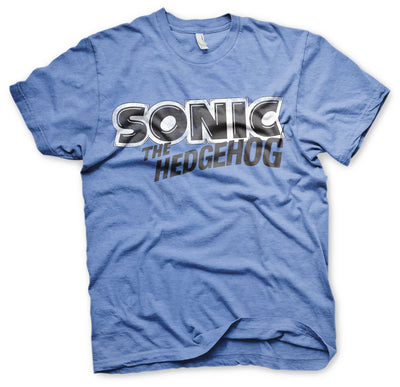 Sonic The Hedgehog - Classic Logo Mens T-Shirt (Blue-Heather)