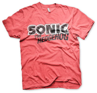 Sonic The Hedgehog - Classic Logo Mens T-Shirt (Red-Heather)