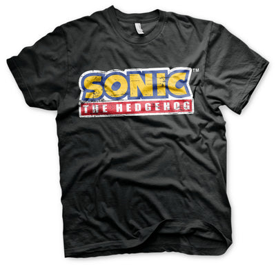 Sonic The Hedgehog - Cracked Logo Big & Tall Mens T-Shirt (Black)
