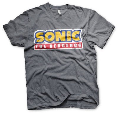 Sonic The Hedgehog - Cracked Logo Mens T-Shirt (Dark-Heather)