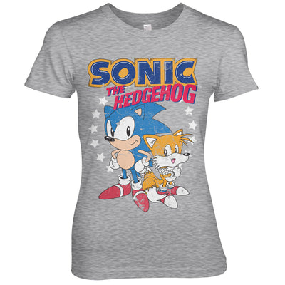 Sonic The Hedgehog - Sonic & Tails Women T-Shirt (Heather Grey)