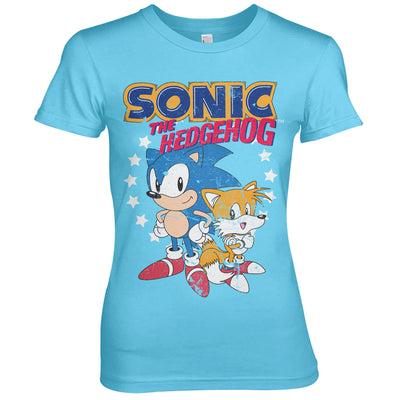 Sonic The Hedgehog - Sonic & Tails Women T-Shirt (Sky Blue)