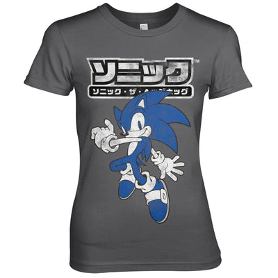 Sonic The Hedgehog - Japanese Logo Women T-Shirt (Dark Grey)