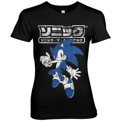 Sonic The Hedgehog - Japanese Logo Women T-Shirt (Black)