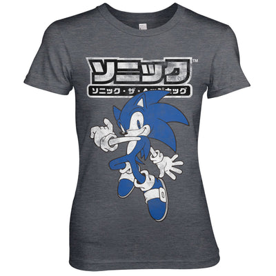 Sonic The Hedgehog - Japanese Logo Women T-Shirt (Dark-Heather)